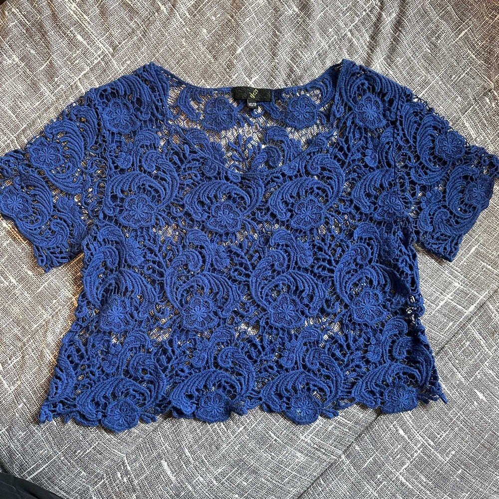 Elegant Blue Lace Women's Top